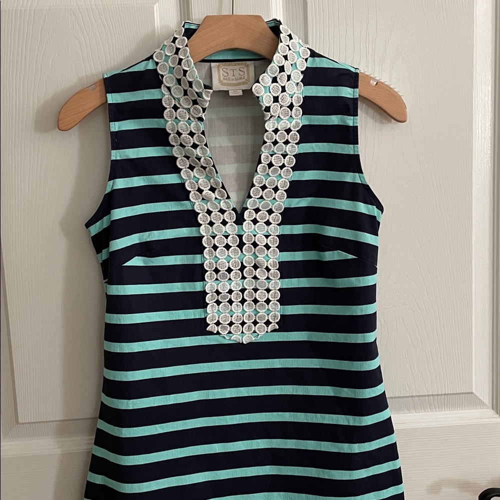 Sail to Sable Striped Navy and Teal Dress